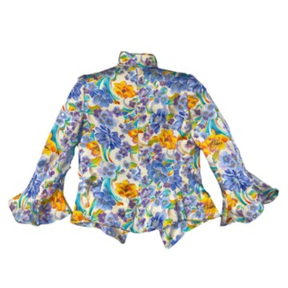 Manzoni Couture 100% Silk Floral Ruffle Jacket - Picture 2 of 3